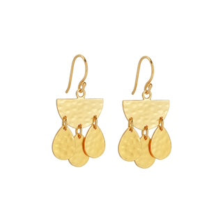 Gold statement earrings, triple drop earrings, hammered gold earrings, Australian jewellery design, boho chic accessories, Susan Rose Jewellery, modern gold earrings, gold dangle earrings