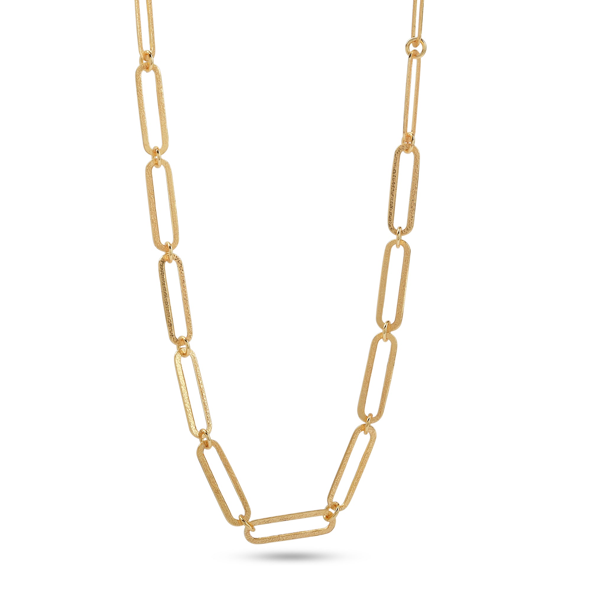 chunky gold chain necklace, statement gold necklace Australia, brushed gold jewellery, open link chain, Susan Rose gold necklace