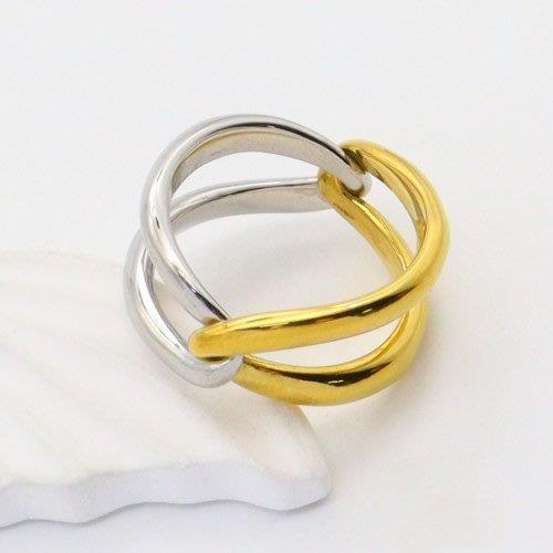 twist ring two tone, silver gold ring, intertwined stainless steel ring, unisex sculptural ring, Susan Rose Jewellery