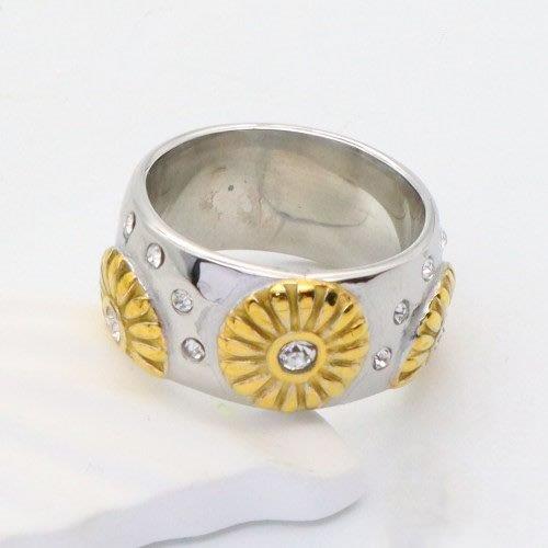 silver gold daisy ring, floral CZ ring, stainless steel floral jewellery, boho glam ring, Susan Rose Jewellery
