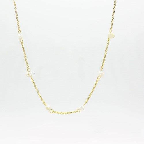 freshwater pearl necklace, gold rope chain necklace, dainty pearl layering chain, stainless steel necklace, Susan Rose Jewellery