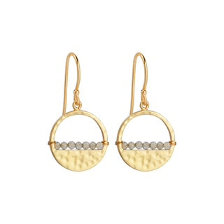 labradorite gold earrings, textured disc earrings, gemstone drop earrings, artisan jewellery Australia, minimalist gold earrings, spiritual gemstone earrings, Susan Rose Jewellery, handmade earrings, everyday gemstone earrings, labradorite hook earrings