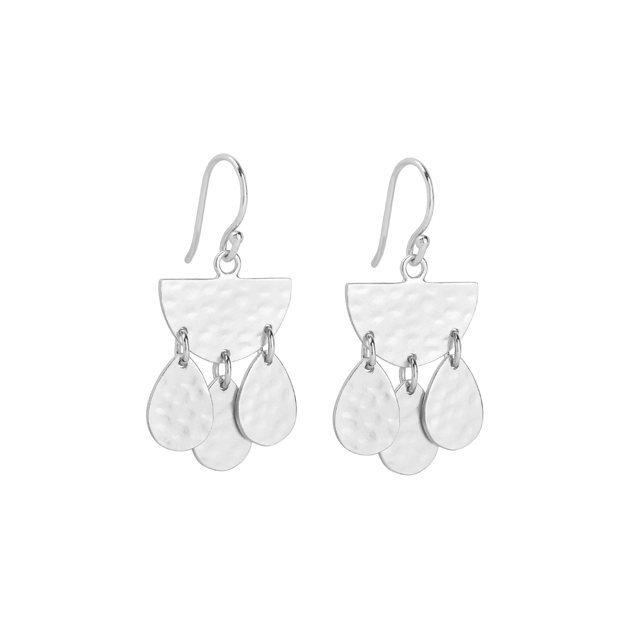Silver statement earrings, hammered silver earrings, teardrop drop earrings, lightweight silver jewellery, Susan Rose Jewellery, Australian handmade earrings, silver dangle earrings, modern boho earrings