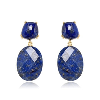 Lapis earrings, blue gemstone earrings, natural stone drop earrings, Susan Rose Jewellery, gold and blue earrings, fashion earrings Australia, luxe boho jewellery, statement lapis earrings, bold gemstone accessories, handmade earrings Melbourne