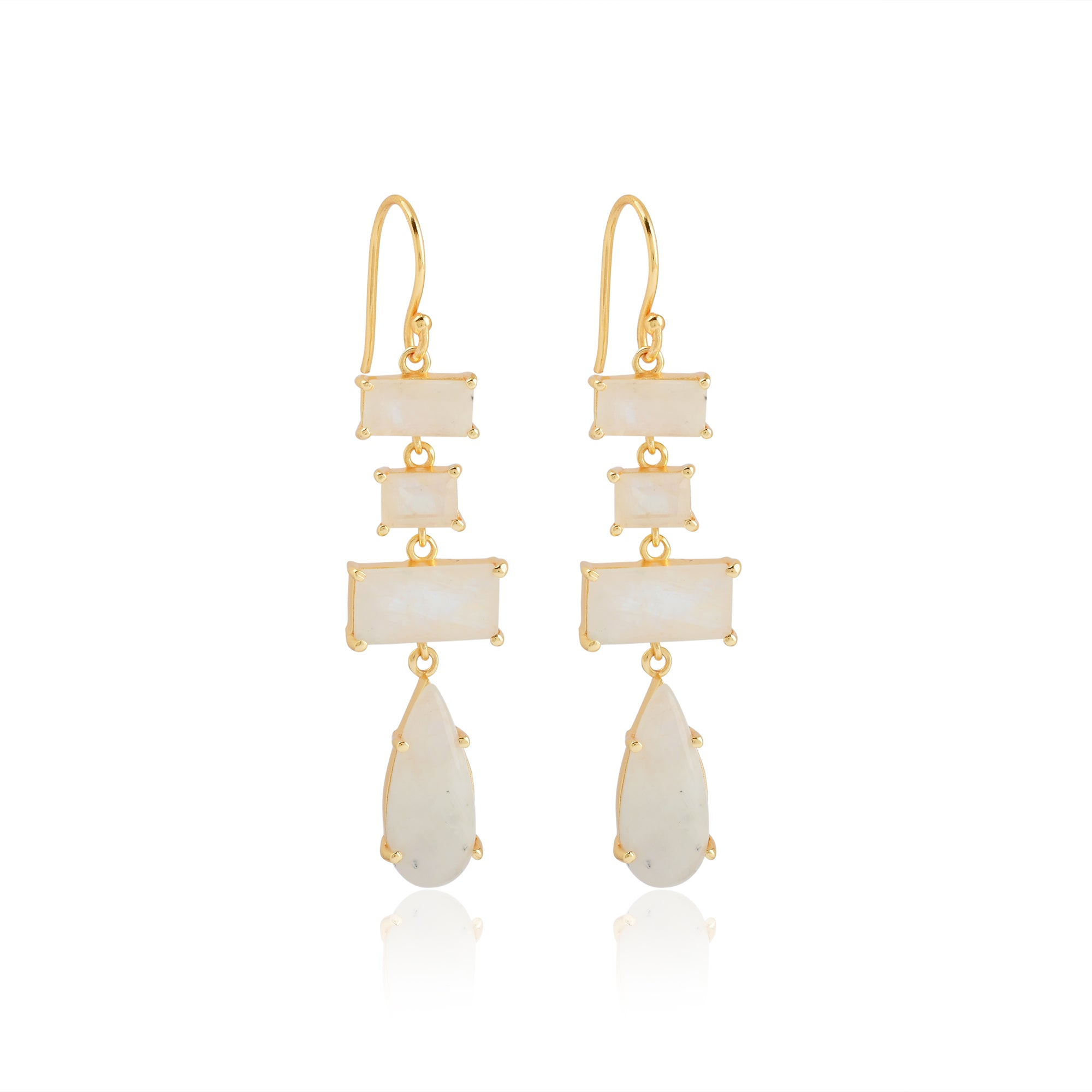 white quartz earrings, clear gemstone jewellery, oval gold earrings, Susan Rose Jewellery, Davina white quartz, crystal healing earrings, minimalist gemstone earrings, handcrafted earrings Australia, luxe boho jewellery