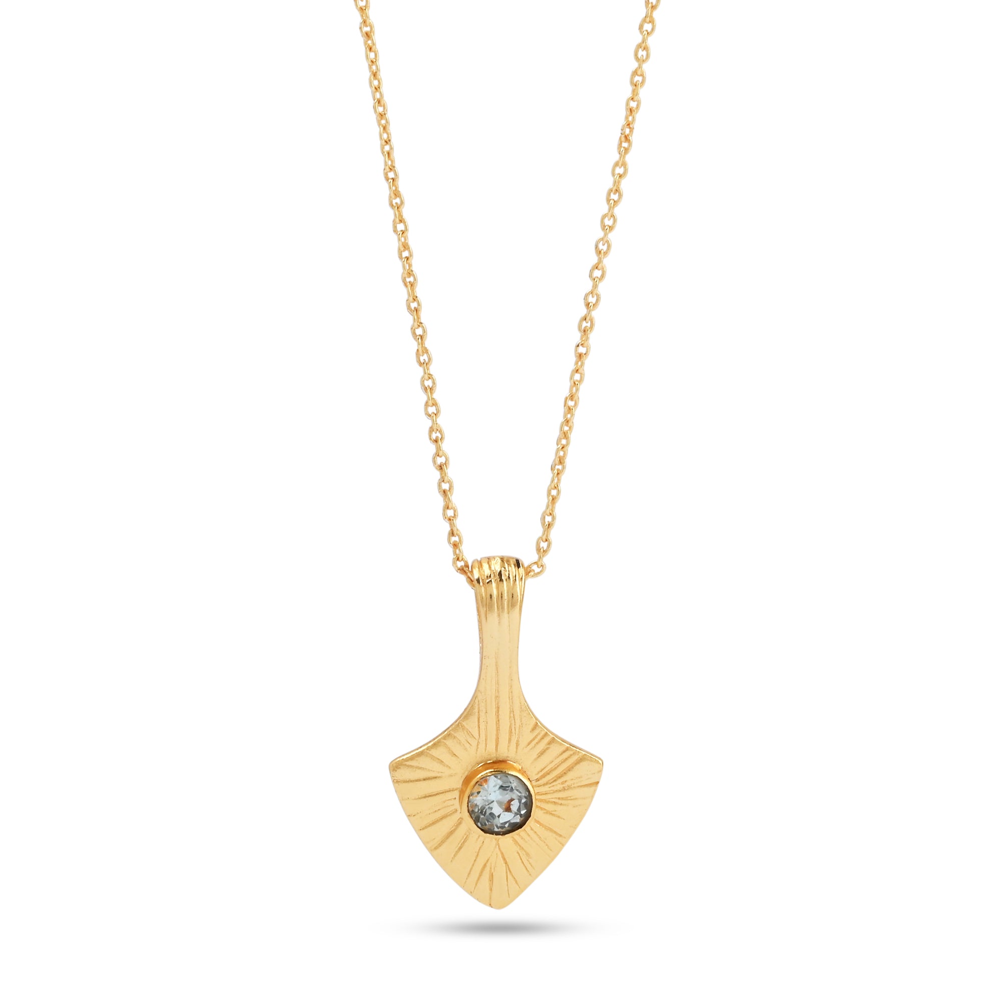 blue topaz necklace, arrowhead pendant gold, dainty gold chain necklace, Susan Rose jewellery, handcrafted gemstone necklace