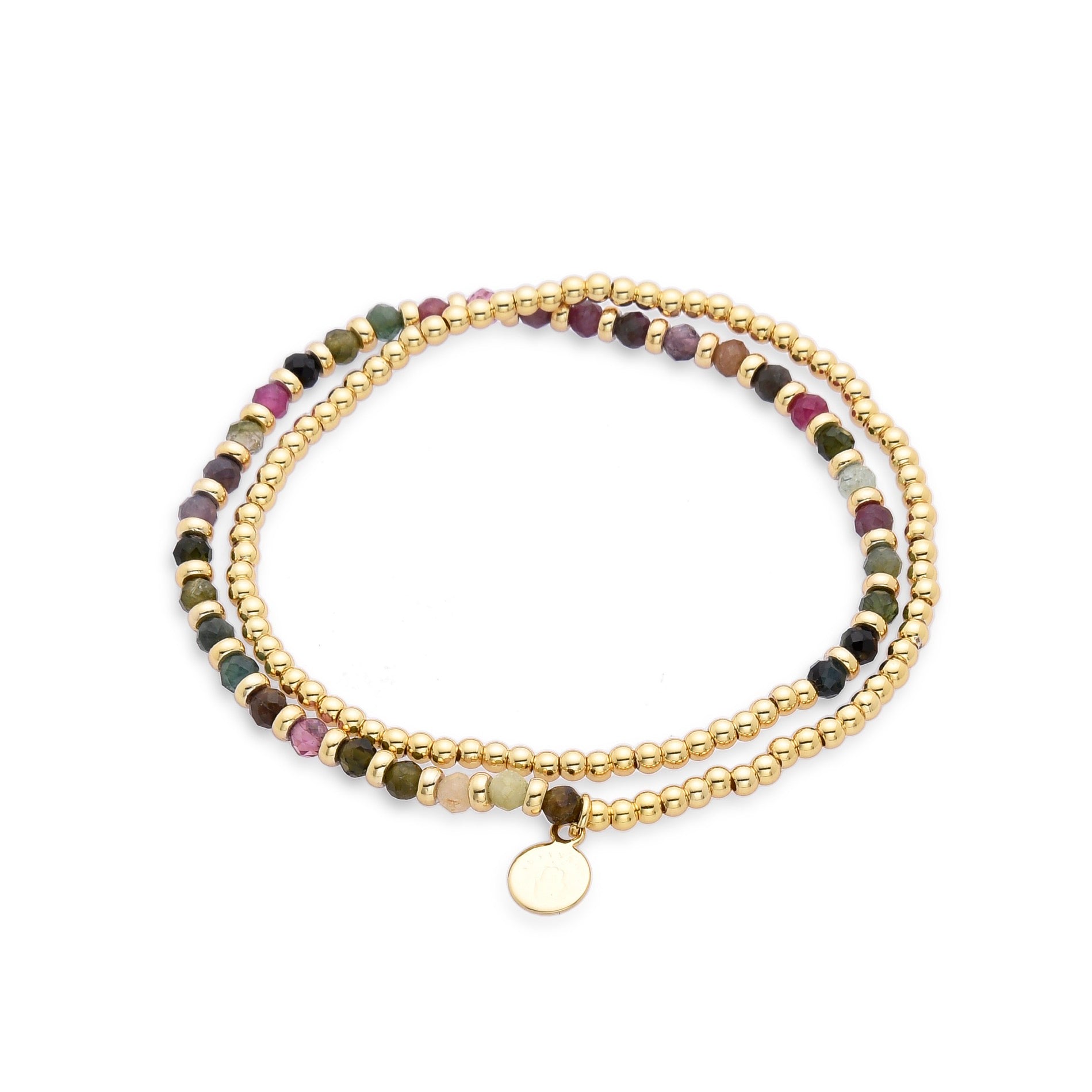 Tourmaline bracelet, mixed gemstone bracelet, rainbow crystal bracelet, gold and gemstone bracelet, stacking bracelets Australia, Susan Rose Jewellery, handmade boho jewellery, luxe fashion accessories, meaningful gemstone jewellery, multicolour healing crystals
