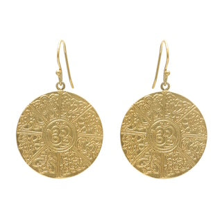 om symbol earrings, large gold tribal earrings, spiritual jewellery gold, statement gold earrings, Susan Rose Jewellery