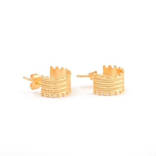 Gold tribal hoop earrings, mini statement hoops, textured gold earrings, Susan Rose Jewellery, modern boho earrings, artisan gold jewellery, bold everyday earrings, fashion earrings Australia, small gold hoops, handcrafted gold accessories