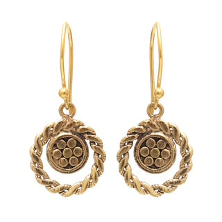 petite gold earrings, brushed gold cable earrings, small drop earrings, minimalist gold jewellery, Susan Rose Jewellery