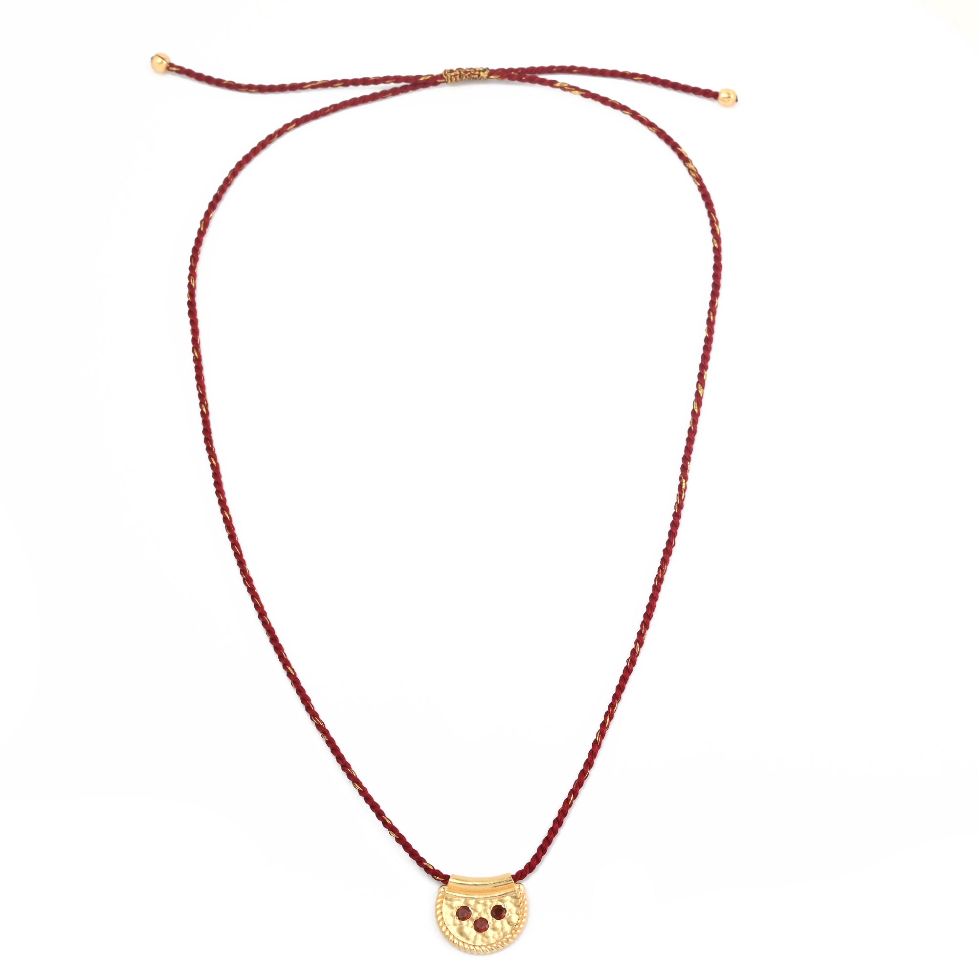 garnet thread necklace, boho red cord jewellery, adjustable gemstone necklace, handmade pendant necklace Australia, Susan Rose jewellery, spiritual boho jewellery