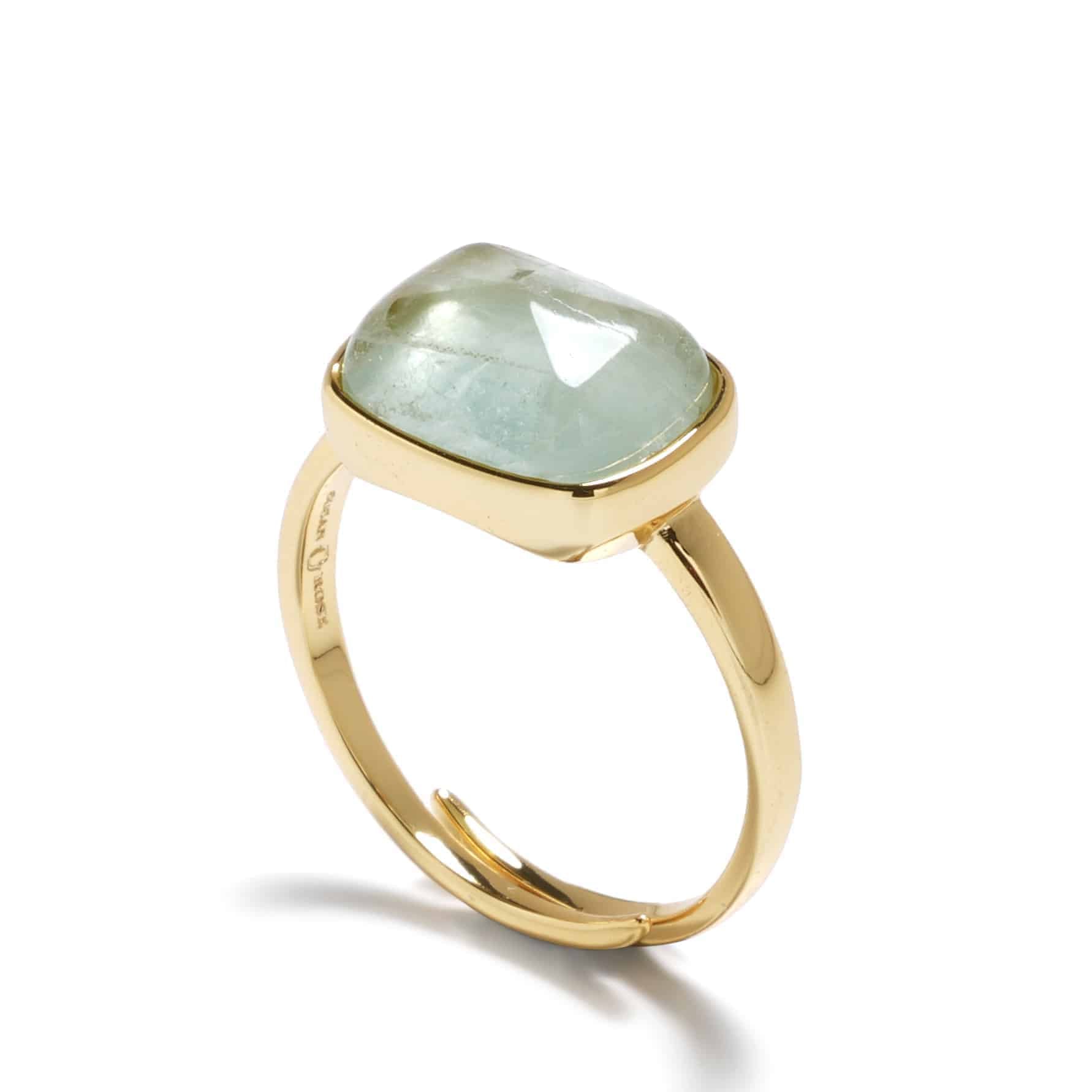 amazonite ring, gold amazonite stackable ring, aqua gemstone ring, Susan Rose jewellery, healing crystal rings