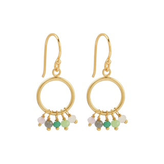 aqua chalcedony earrings, labradorite dangle earrings, beachy boho earrings, Susan Rose jewellery, handcrafted gemstone hoops