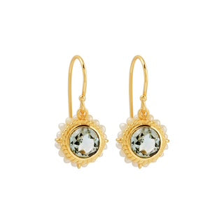 labradorite pearl earrings, handmade gemstone earrings, Susan Rose Jewellery, gold hook earrings, Australian artisan jewellery, protective stone earrings, labradorite drop earrings