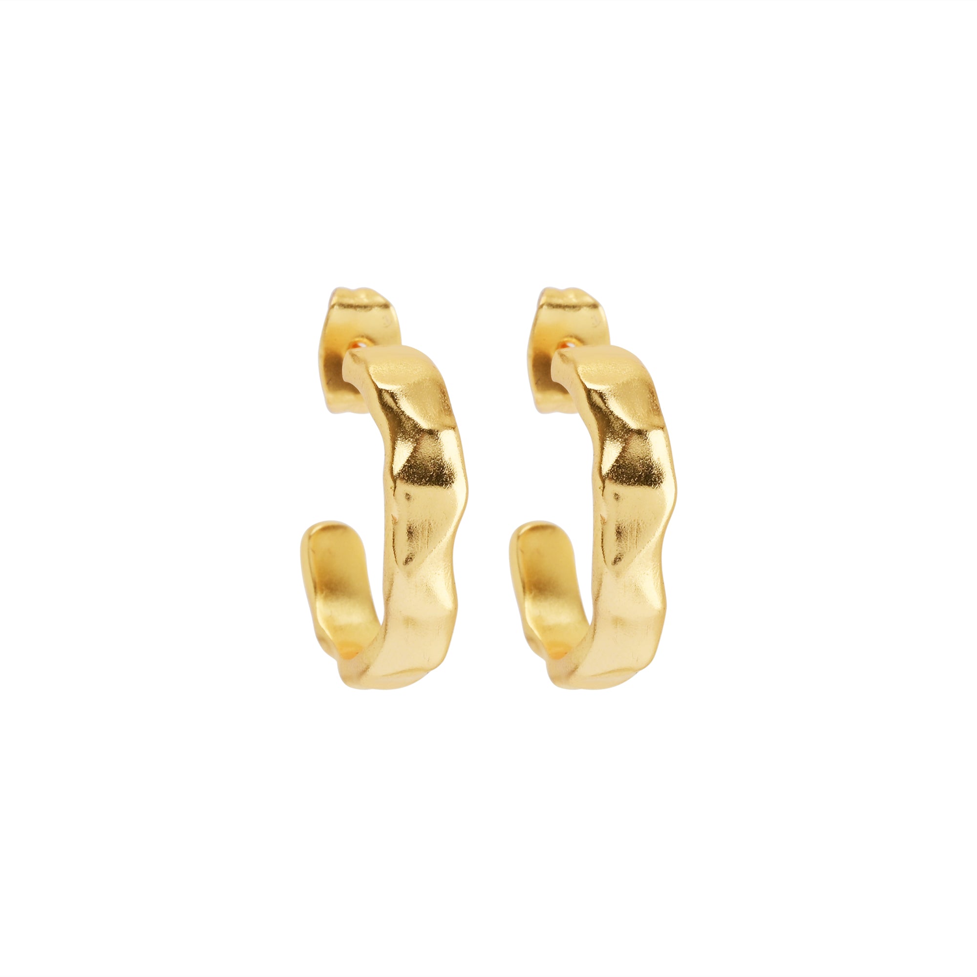 gold crumpled hoops, modern gold earrings, everyday gold hoops, textured hoop earrings, artisan gold earrings, Australian jewellery, minimal statement earrings