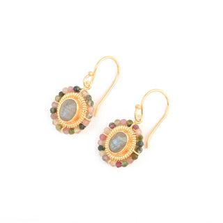 labradorite beaded earrings, tourmaline earrings Australia, boho gemstone earrings, multicolour statement jewellery, Susan Rose earrings, handcrafted gemstone jewellery