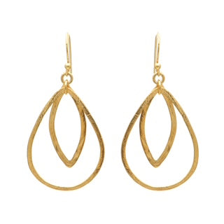 gold teardrop earrings, double drop earrings, brushed gold jewellery, timeless gold earrings, Susan Rose statement earrings