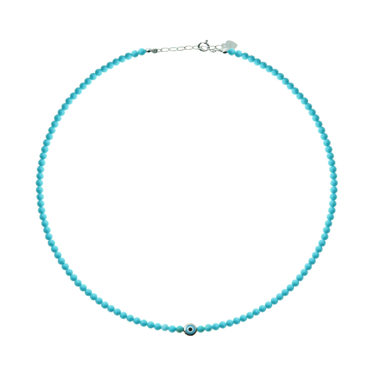 Sterling Silver Turquoise Evil Eye Necklace