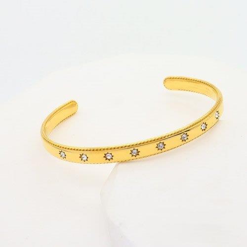 stainless steel CZ bangle, star bangle gold, hypoallergenic bracelet, Susan Rose Jewellery, minimalist gold cuff