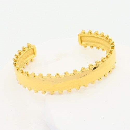 castle edge bracelet, gold cuff bangle, stainless steel wide bangle, statement bracelet gold, Susan Rose Jewellery
