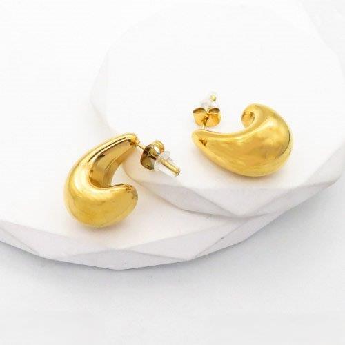 gold sculptural earrings, bean shaped studs, stainless steel gold studs, minimalist gold earrings, Susan Rose Jewellery