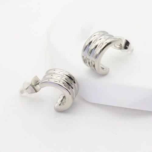 silver ridged earrings, stainless steel silver studs, modern silver earrings, Susan Rose Jewellery