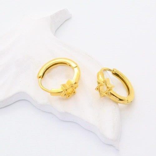 Star of David earrings, Jewish charm huggy, gold hoop with star, stainless steel symbolic earrings, Susan Rose Jewellery