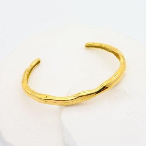 wave gold bracelet, sculptural bangle, stainless steel gold cuff, organic shaped bangle, Susan Rose Jewellery