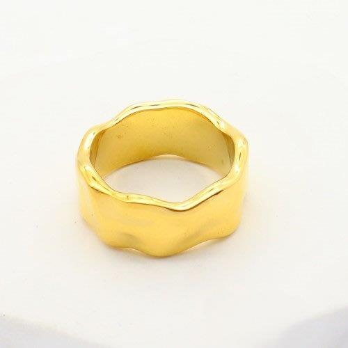 gold wave ring, sculptural ring gold, stainless steel wavy band, statement gold ring, Susan Rose Jewellery