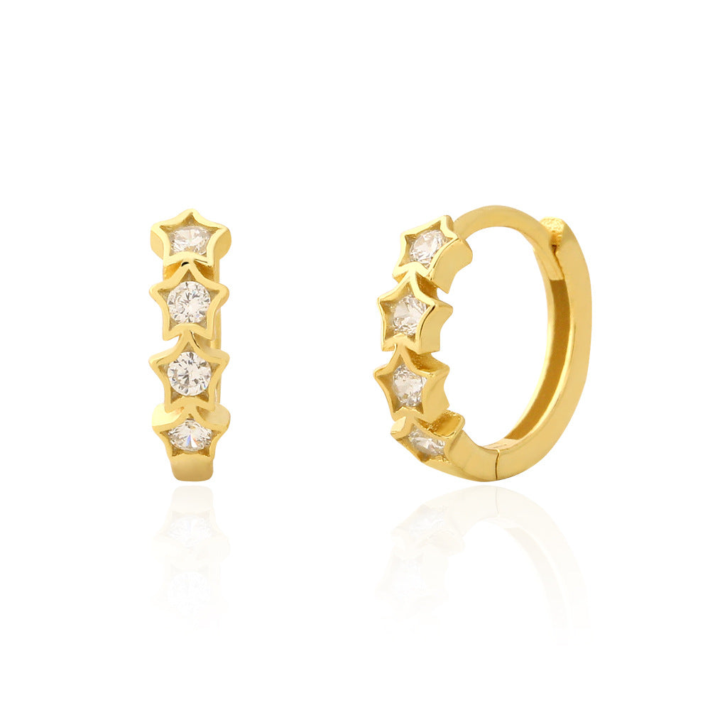 gold star earrings, celestial huggies, sterling silver star hoops, dainty gold earrings, Susan Rose Jewellery