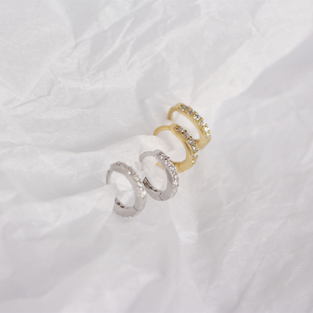 silver huggy earrings, sterling silver hoops, small silver earrings, CZ huggies, minimalist earrings, stackable silver hoops