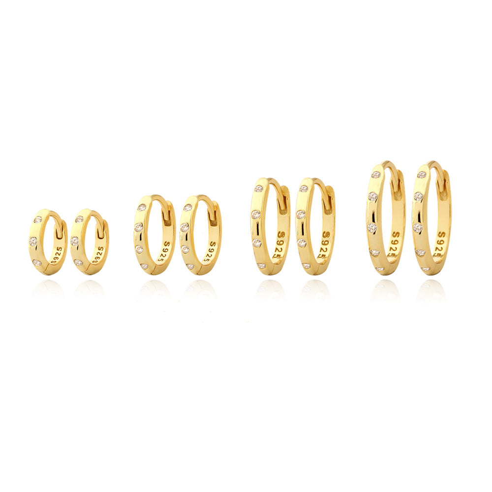 gold CZ huggie earrings, 12mm gold hoops, everyday hoop earrings, stackable gold earrings, Susan Rose Jewellery