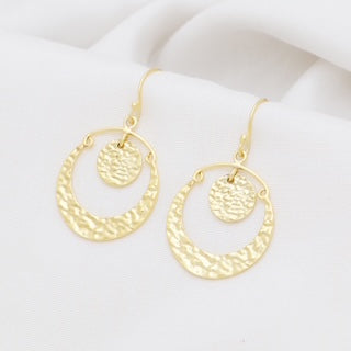 hammered gold earrings, statement gold drops, boho gold jewellery, artisan earrings Australia, bold gold earrings