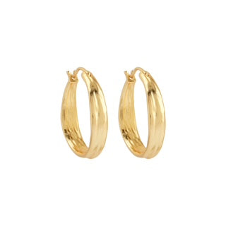 textured gold hoops, everyday gold earrings, medium size gold hoops, Susan Rose Jewellery, classic hoop earrings, lightweight hoop earrings, oval gold hoops, fashion jewellery Australia, staple gold hoops, minimal gold earrings