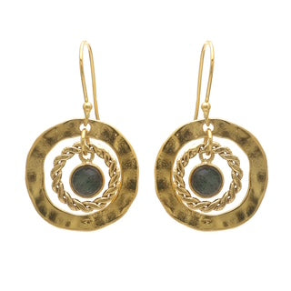 labradorite earrings gold, hammered gold earrings, statement stone drop earrings, artisan jewellery, Susan Rose Jewellery