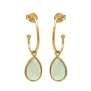 aqua hoop earrings, gold teardrop earrings, beach inspired jewellery, modern gemstone earrings, Susan Rose earrings